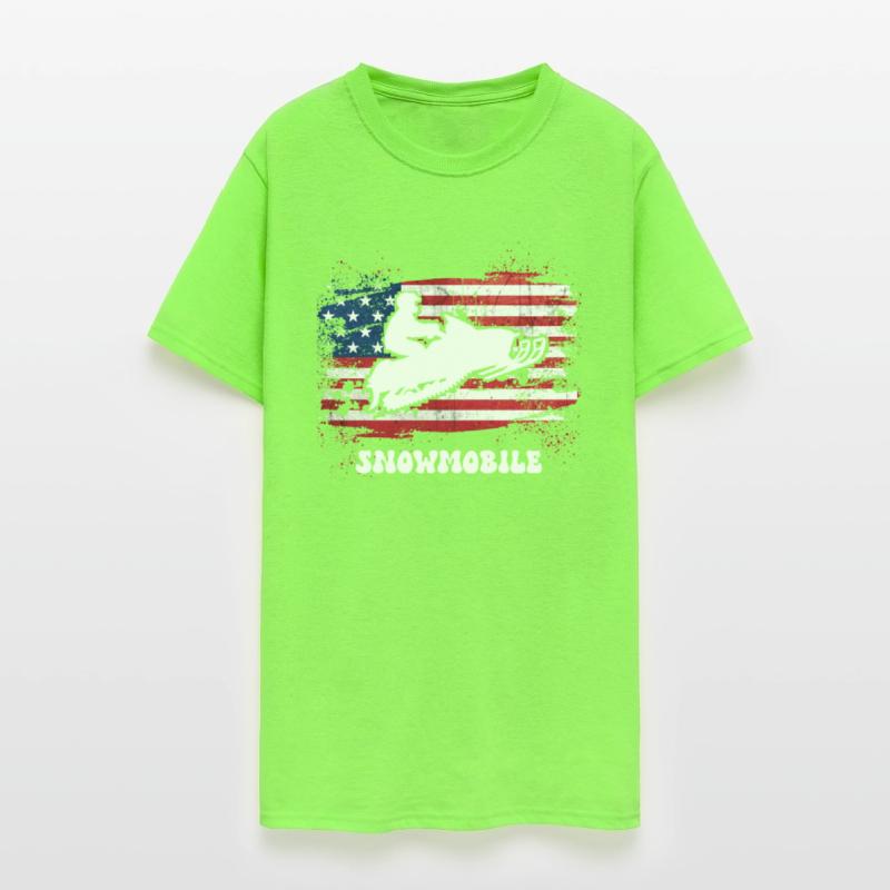 American Flag Snowmobile Rider Snowmobiling Winter