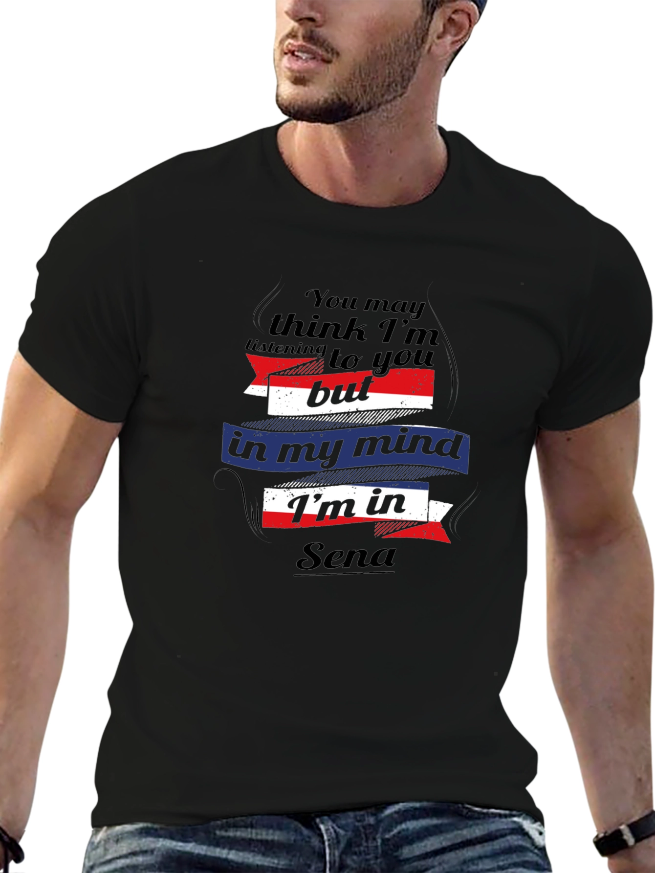 Funny Sena Mind T-Shirt - Black