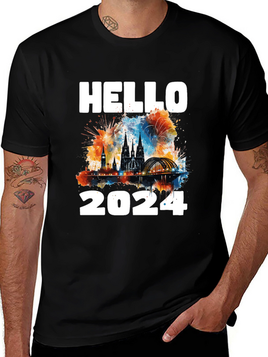 Hello 2024 T-Shirt - Festive New Year Design