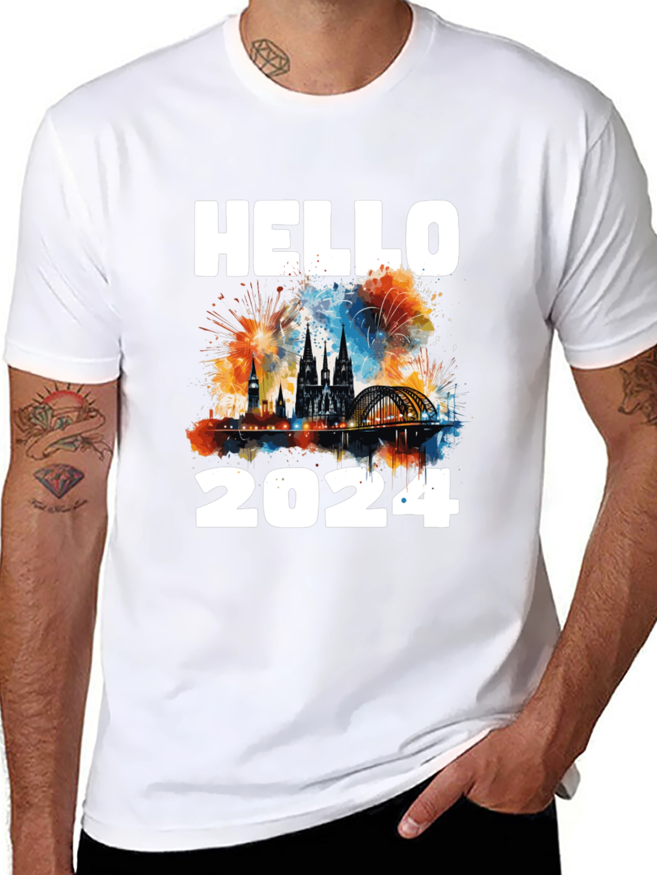 Hello 2024 T-Shirt - Festive New Year Design