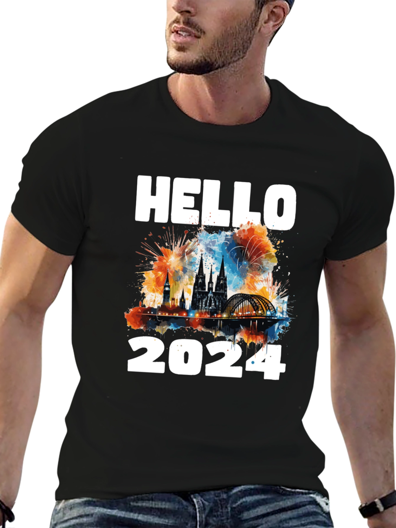 Hello 2024 T-Shirt - Festive New Year Design