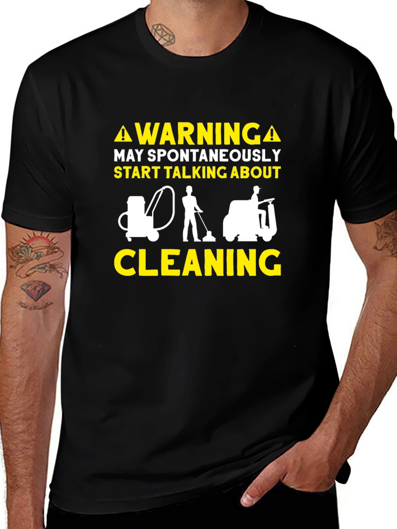 Warning Cleaning T-Shirt Funny Janitor Tee