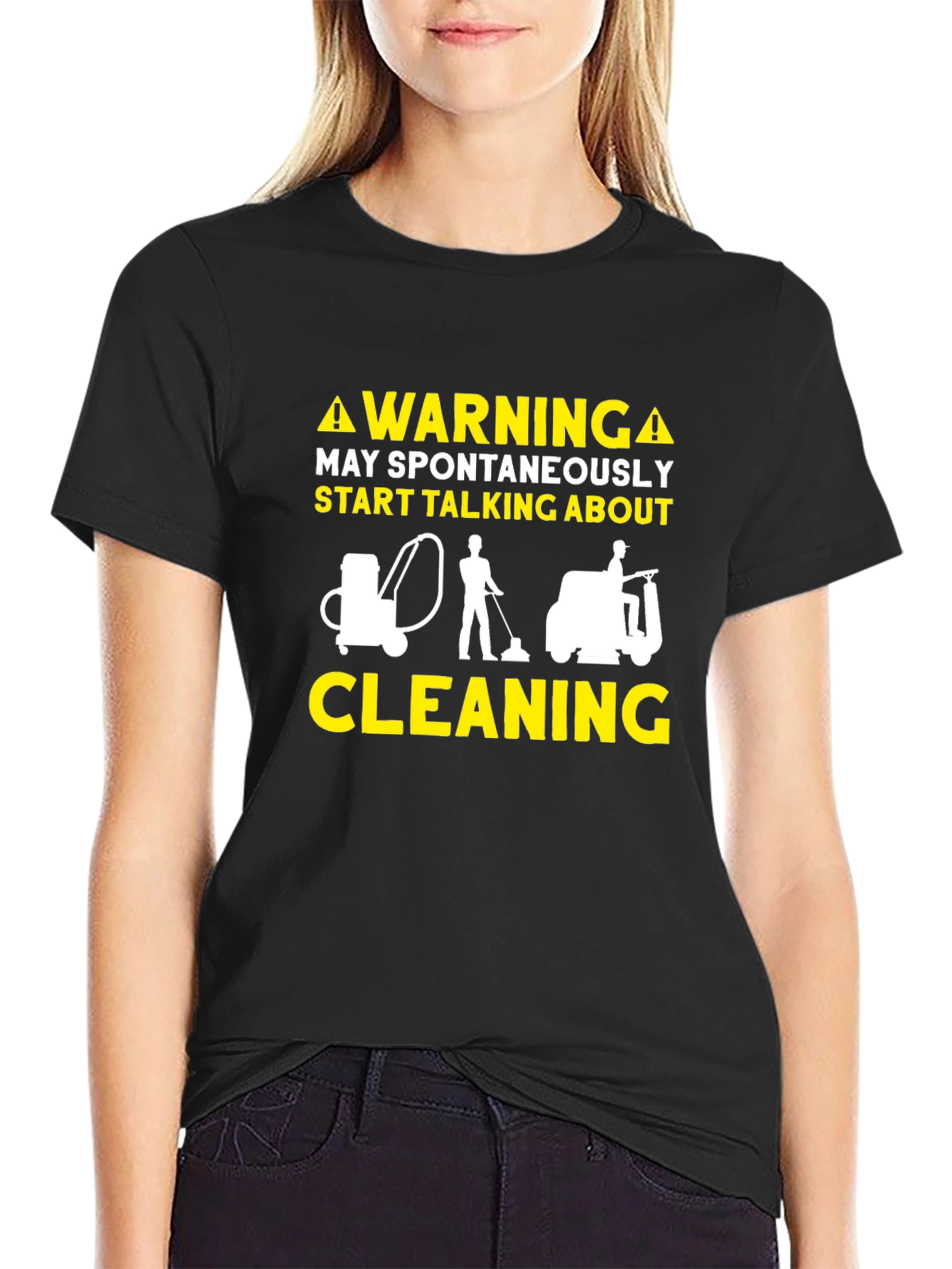 Warning Cleaning T-Shirt Funny Janitor Tee