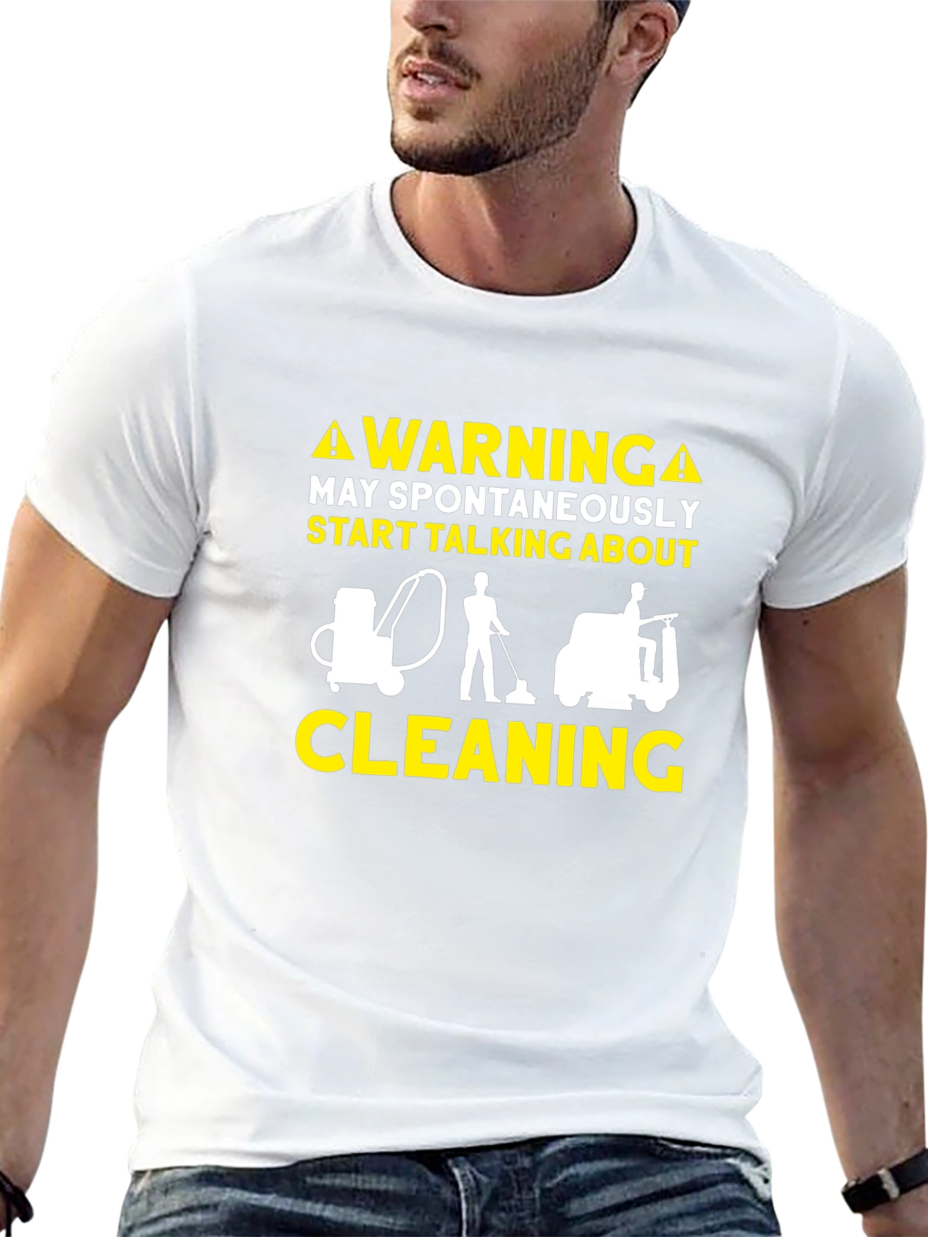 Warning Cleaning T-Shirt Funny Janitor Tee