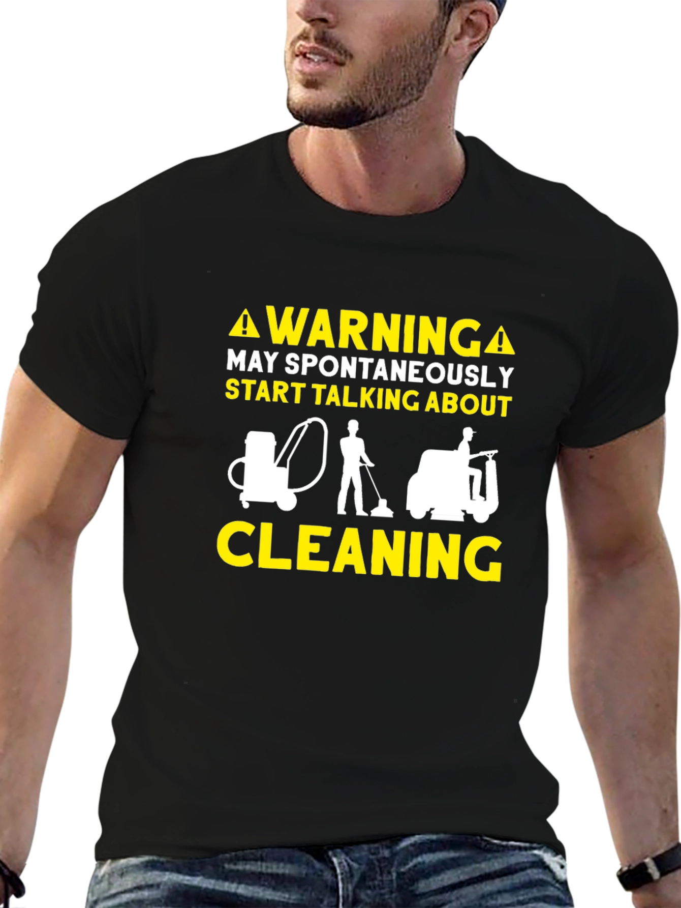 Warning Cleaning T-Shirt Funny Janitor Tee