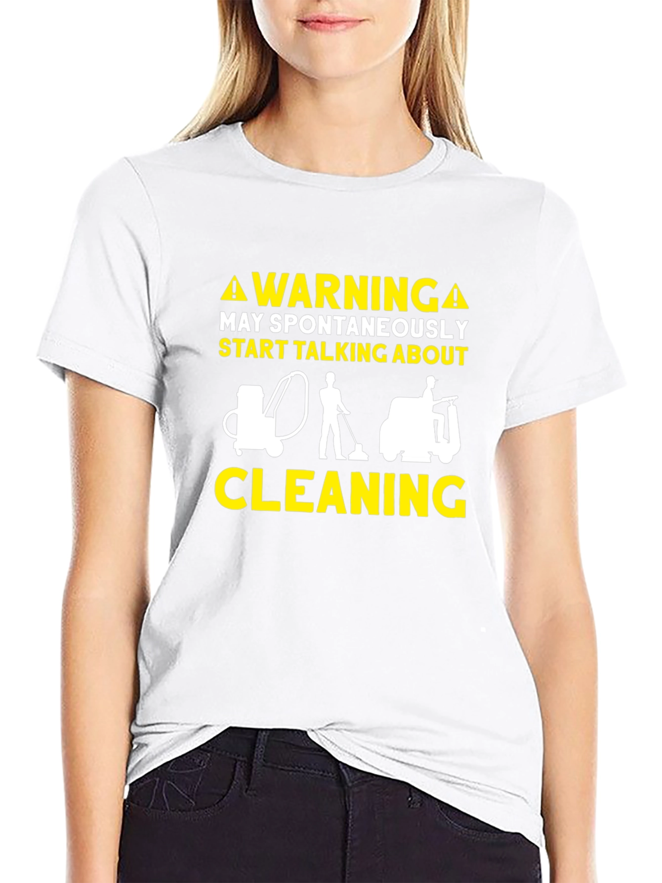 Warning Cleaning T-Shirt Funny Janitor Tee