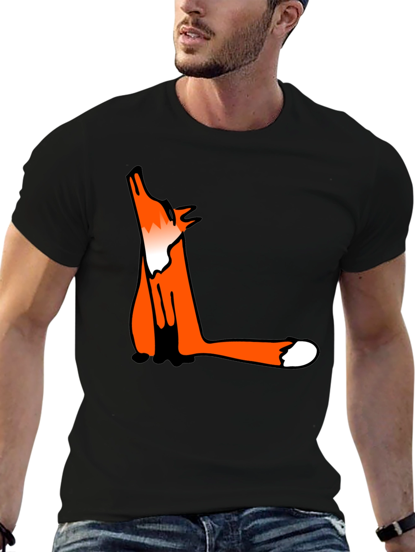 Fox Graphic Black T-Shirt - Mens Casual Tee