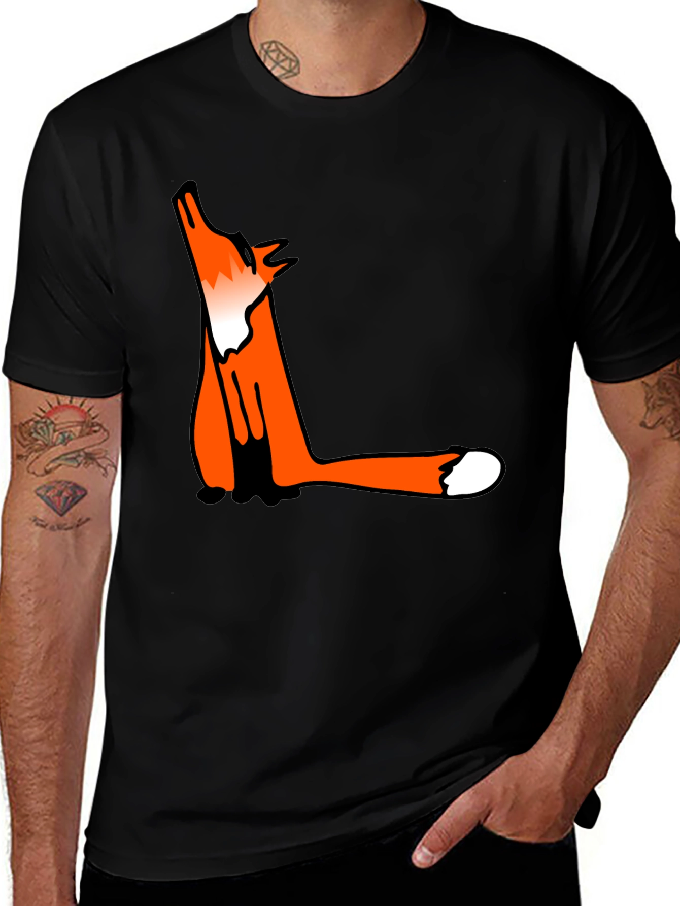 Fox Graphic Black T-Shirt - Mens Casual Tee