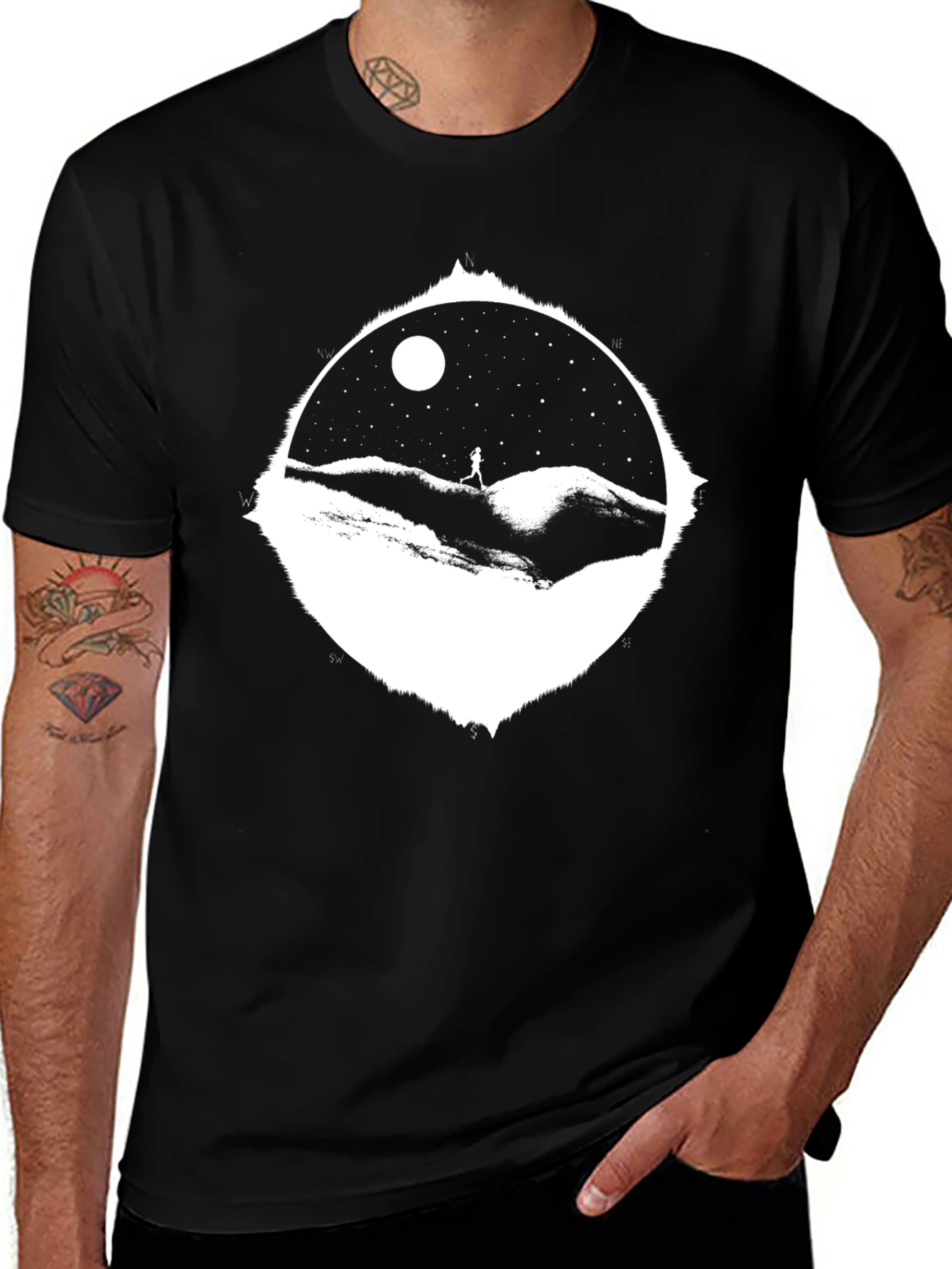 Starry Night Run T-Shirt - Black Cotton Tee