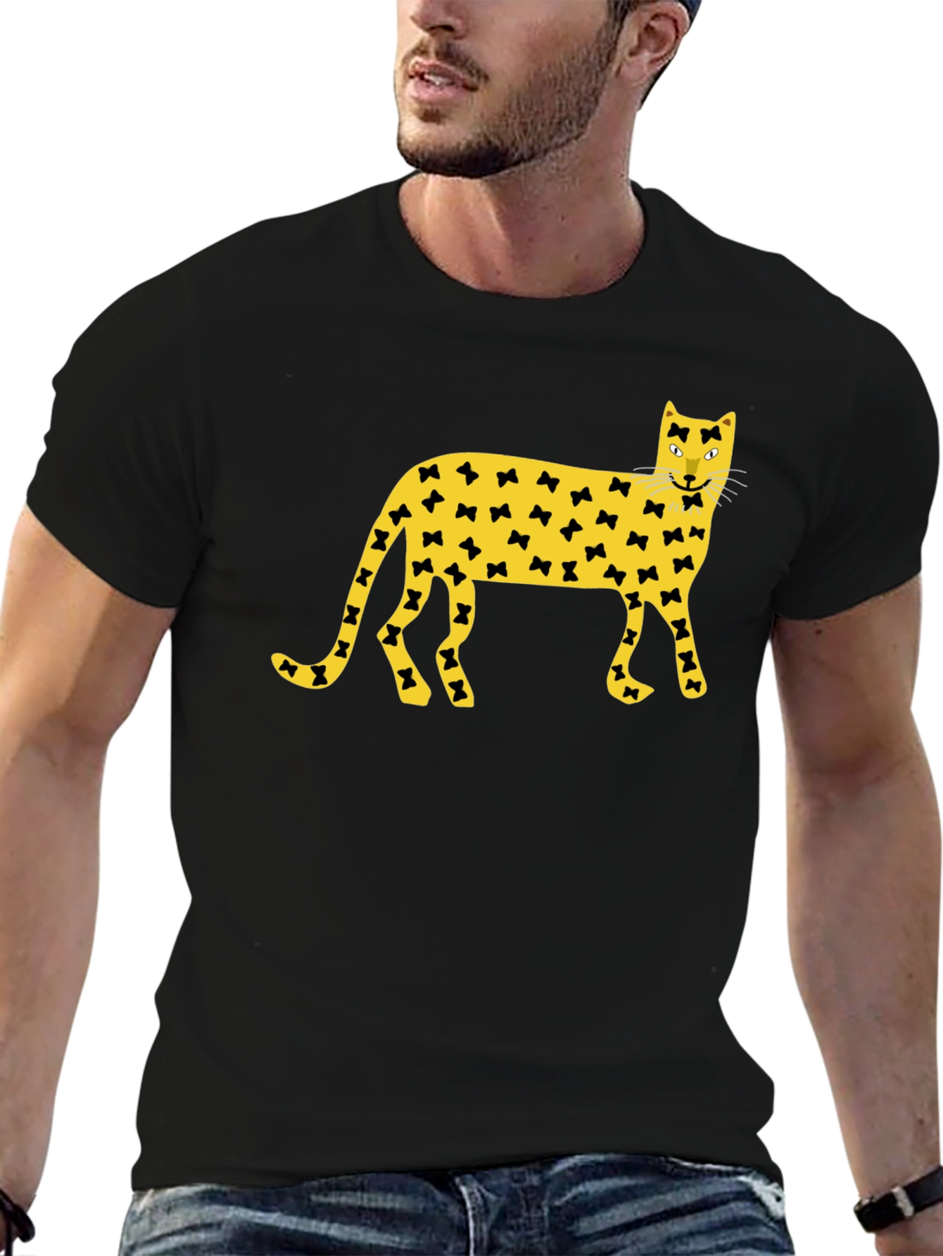 Bowtie Cat Graphic Black T-Shirt