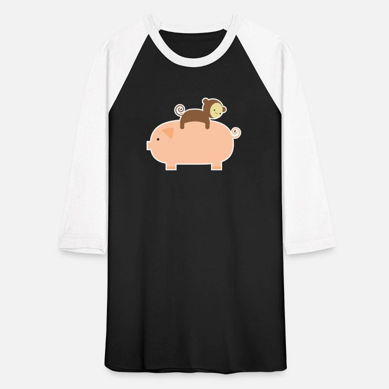 Baby Monkey Riding Backwards on a Pig