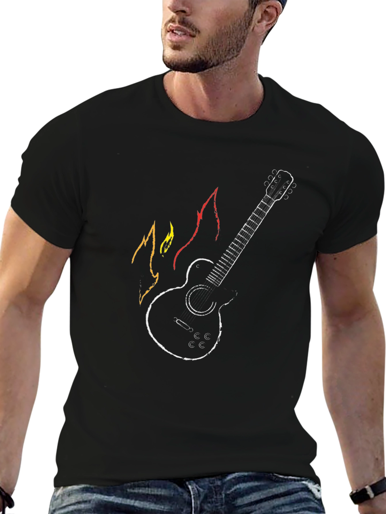 Guitar Flames Graphic Tee - Rocker Style!