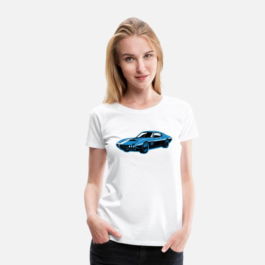 Blue car glowing neon blue accents