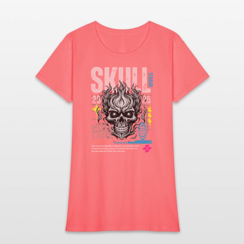 Blue Orange and White Skull Maximalist Streetwe