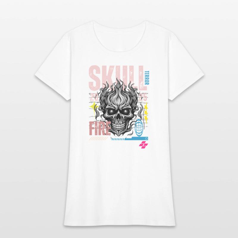 Blue Orange and White Skull Maximalist Streetwe