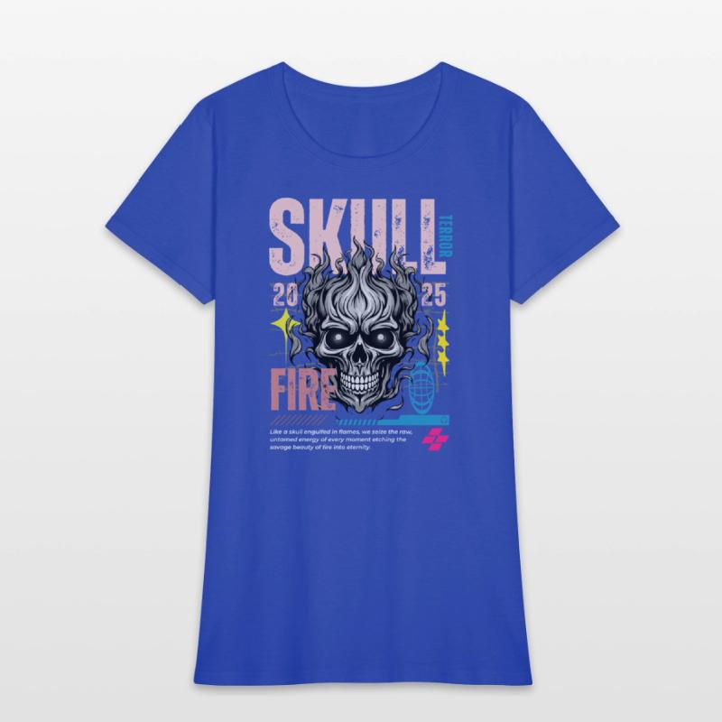 Blue Orange and White Skull Maximalist Streetwe