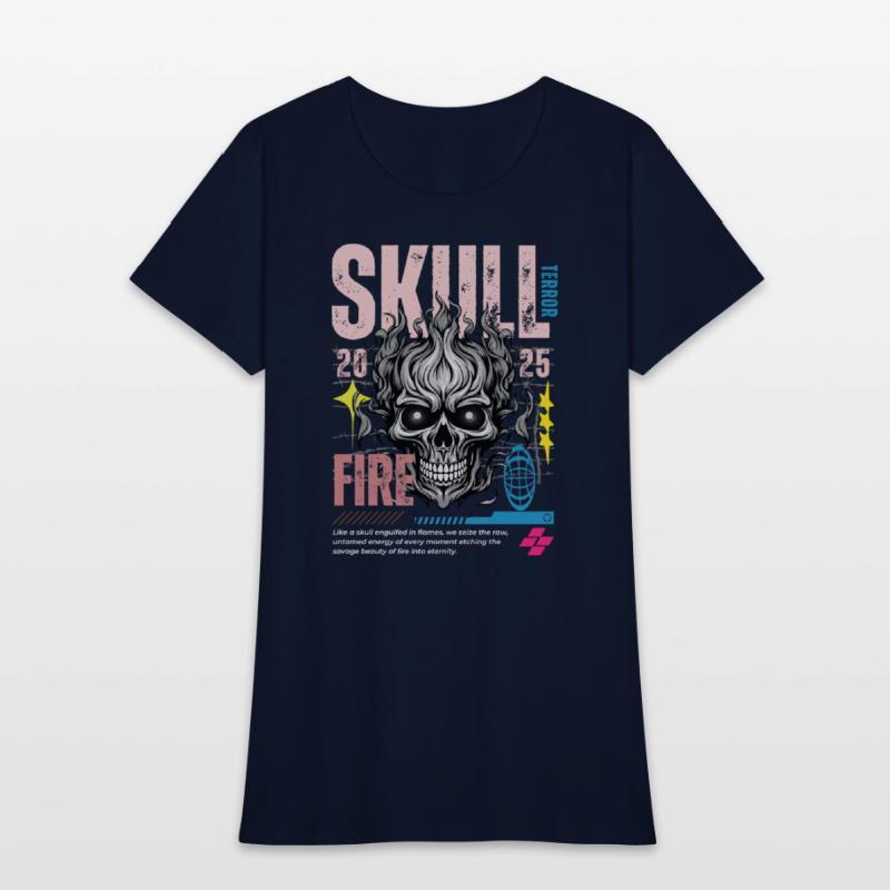 Blue Orange and White Skull Maximalist Streetwe