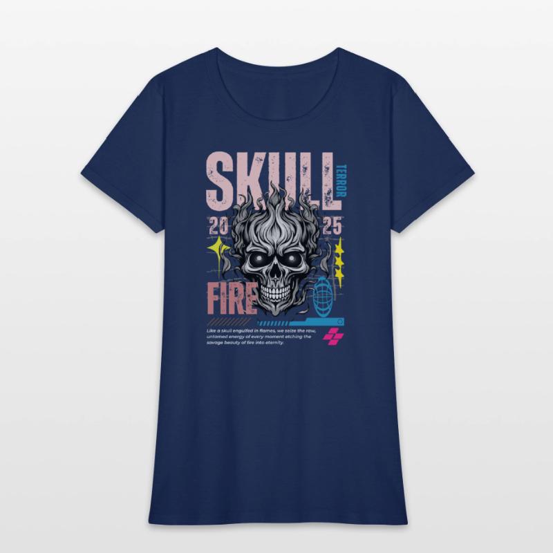 Blue Orange and White Skull Maximalist Streetwe