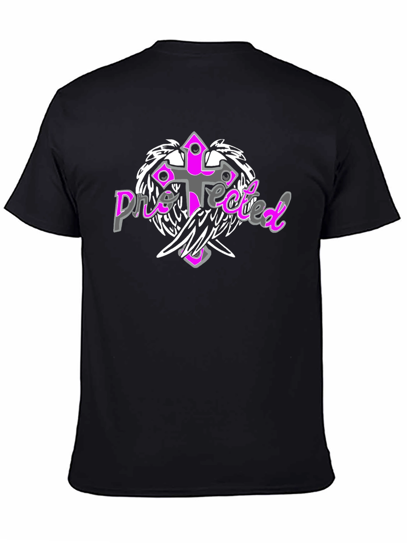 Protected Cross Graphic Tee - Stylish Black Shirt