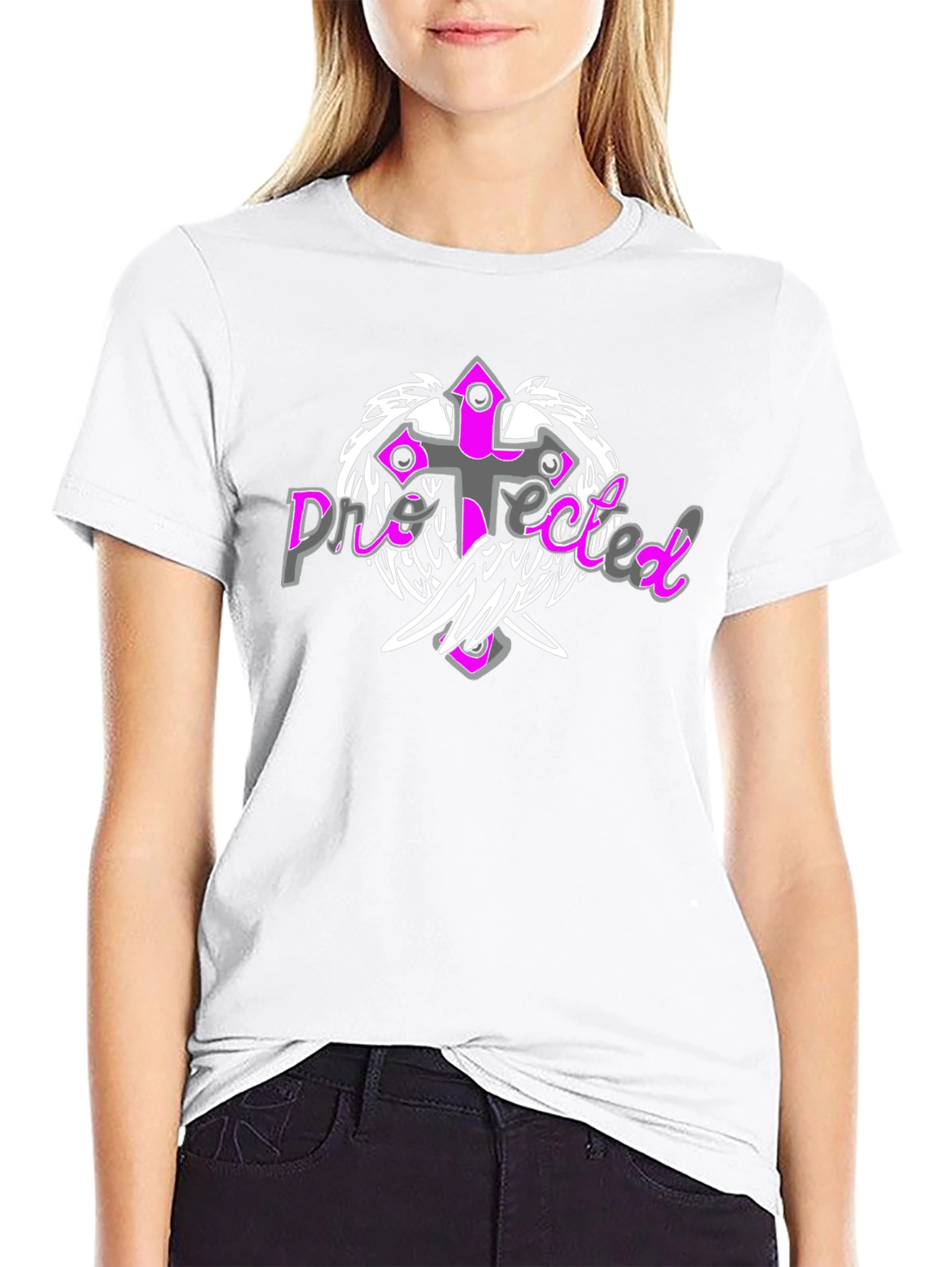 Protected Cross Graphic Tee - Stylish Black Shirt