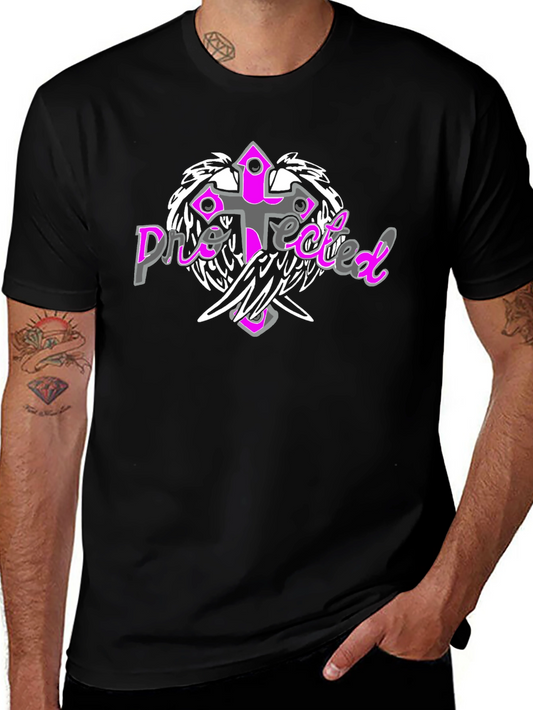 Protected Cross Graphic Tee - Stylish Black Shirt