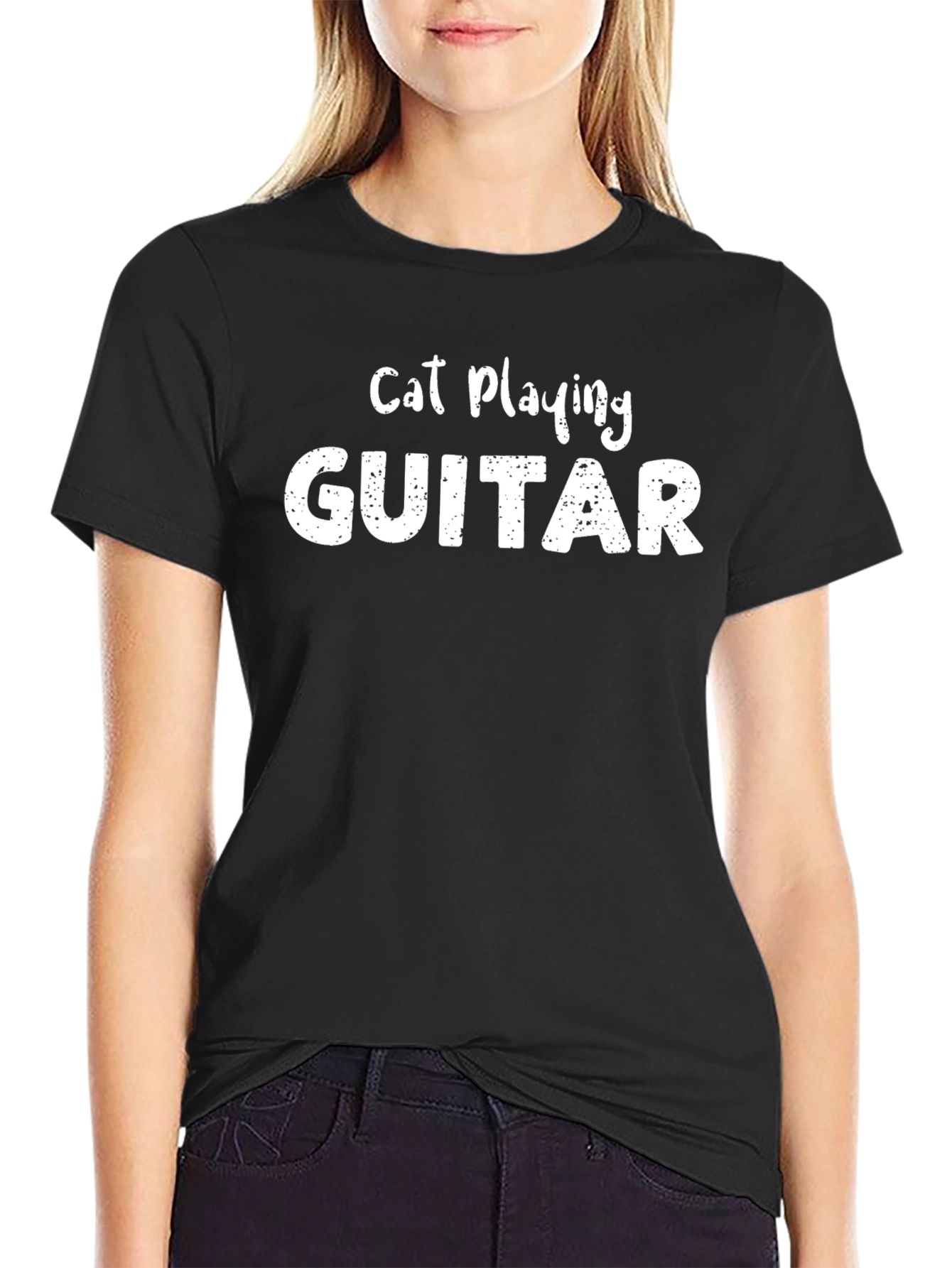 Cat Playing Guitar Graphic T-Shirt