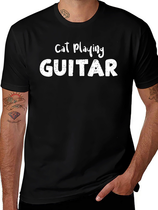Cat Playing Guitar Graphic T-Shirt