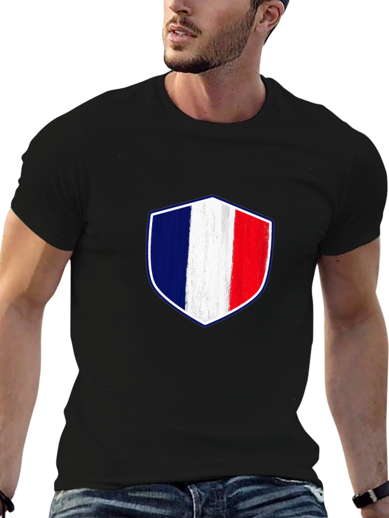 France Flag Shield Graphic T-Shirt