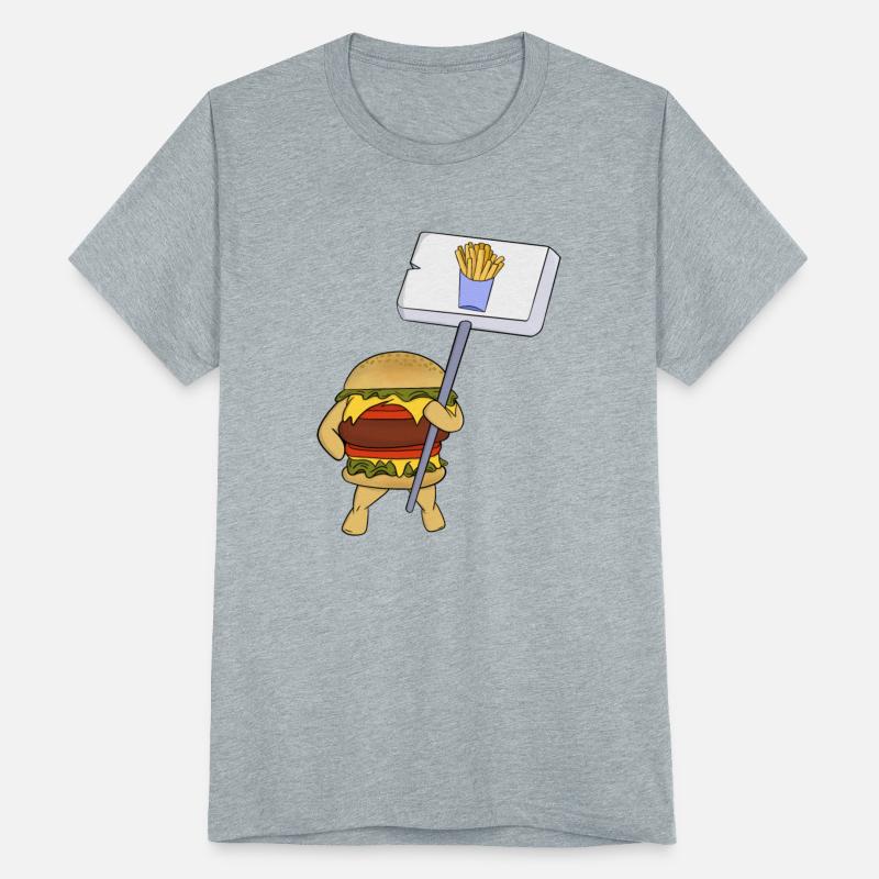 Burger protesting in favor of fries