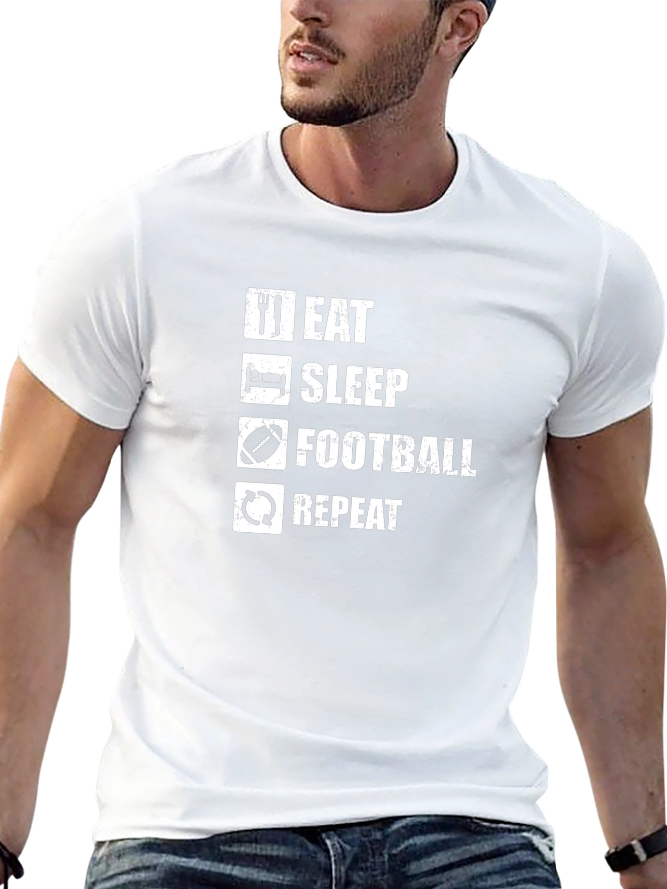 Eat Sleep Football Repeat Graphic Tee