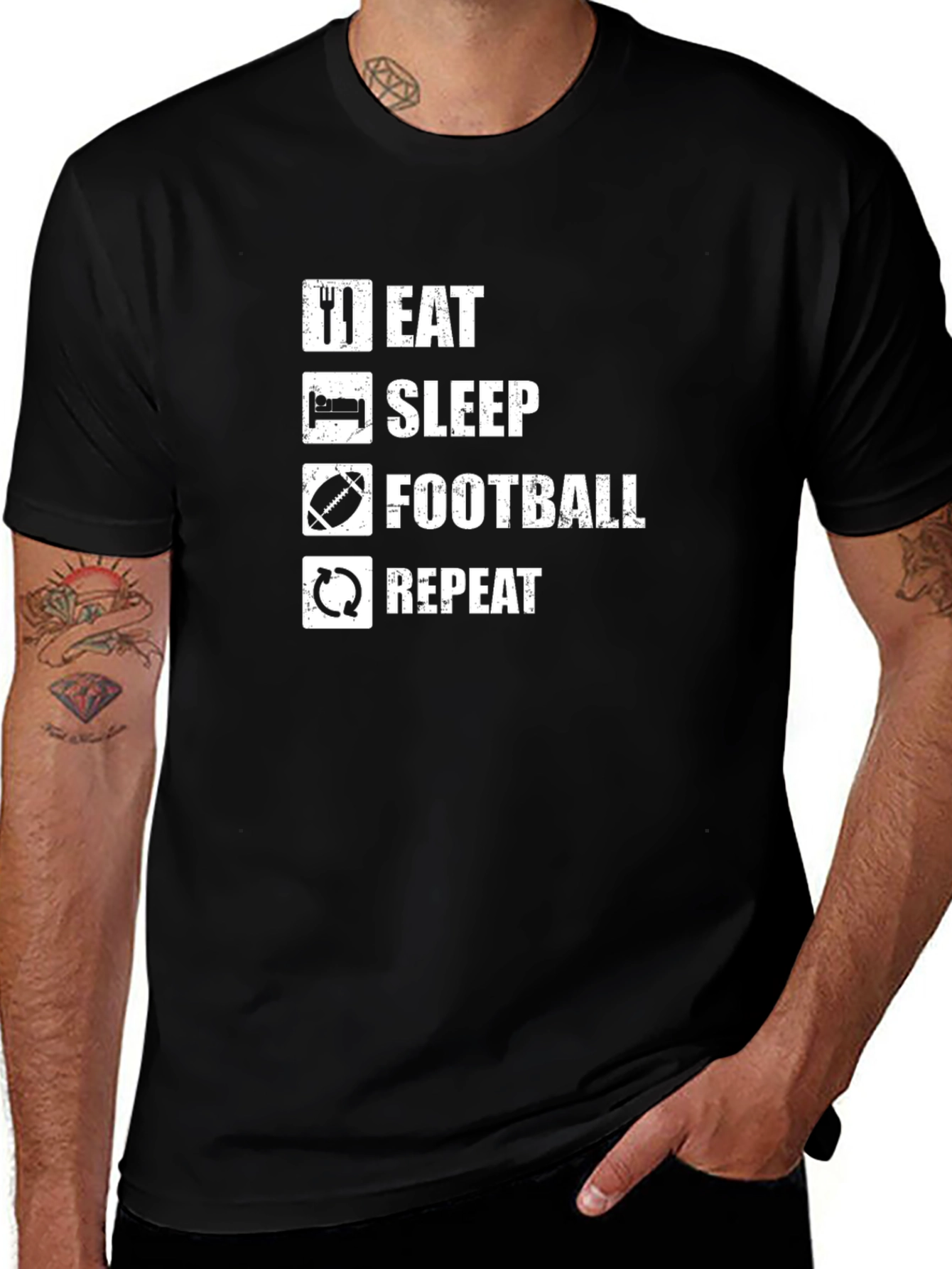 Eat Sleep Football Repeat Graphic Tee