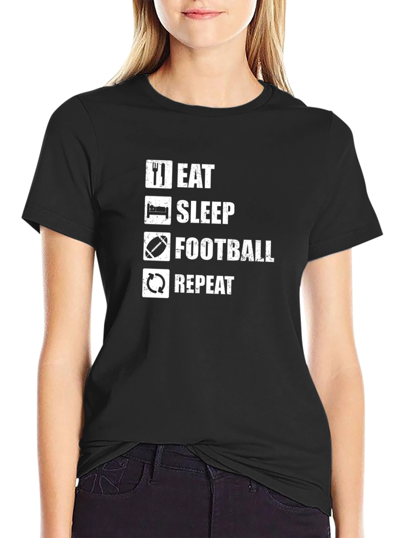 Eat Sleep Football Repeat Graphic Tee