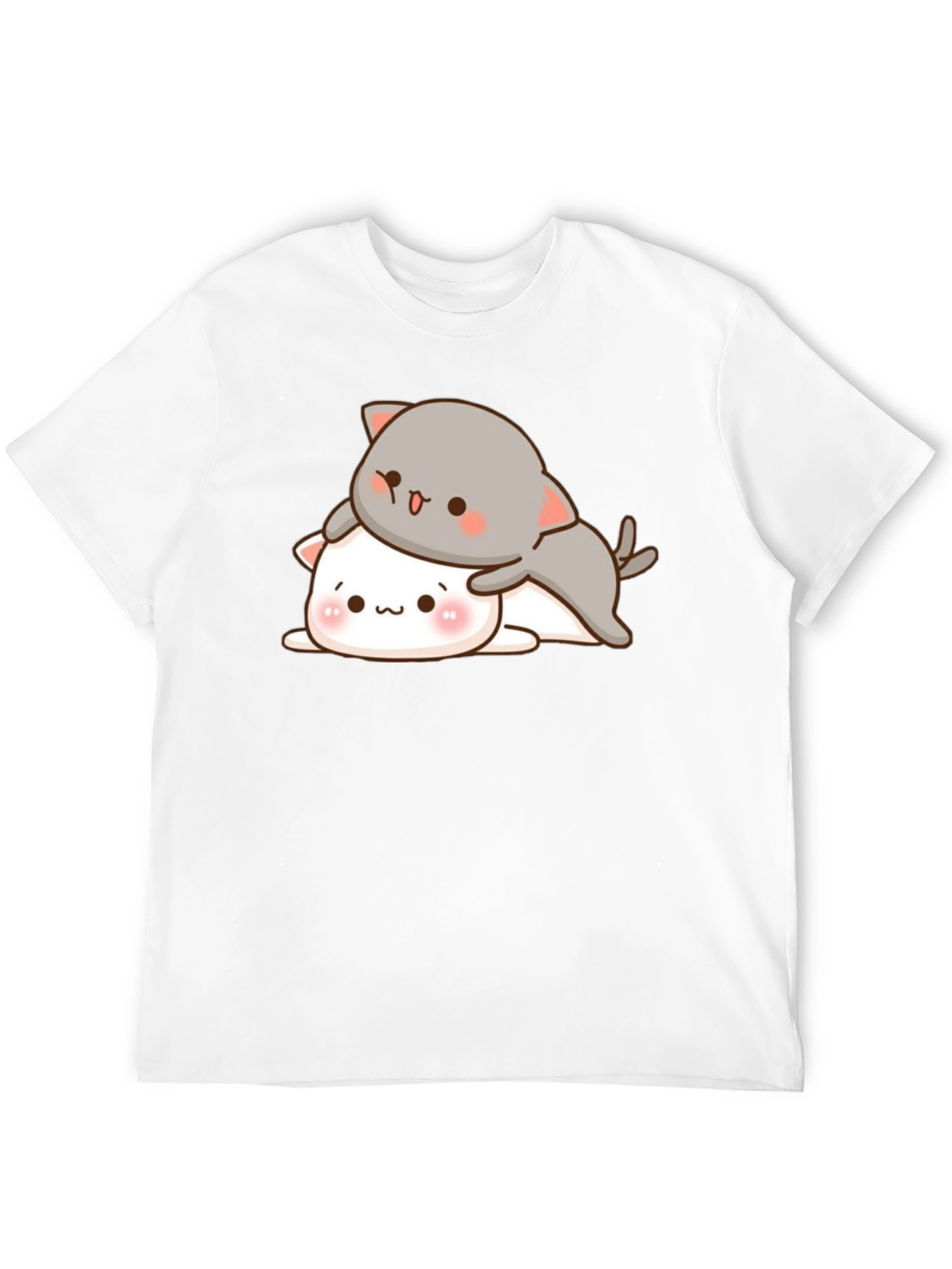 Cute Cats Stacked Black T-Shirt