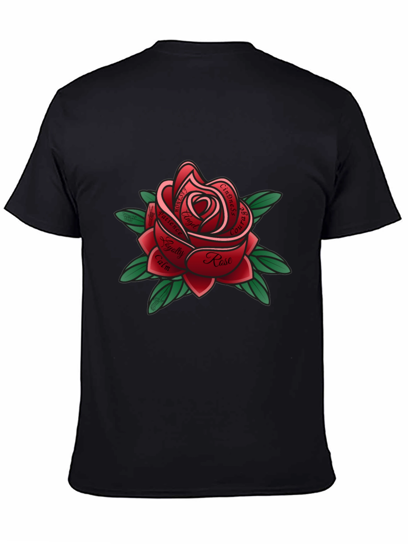 Rose Tattoo Style Graphic Tee - Black