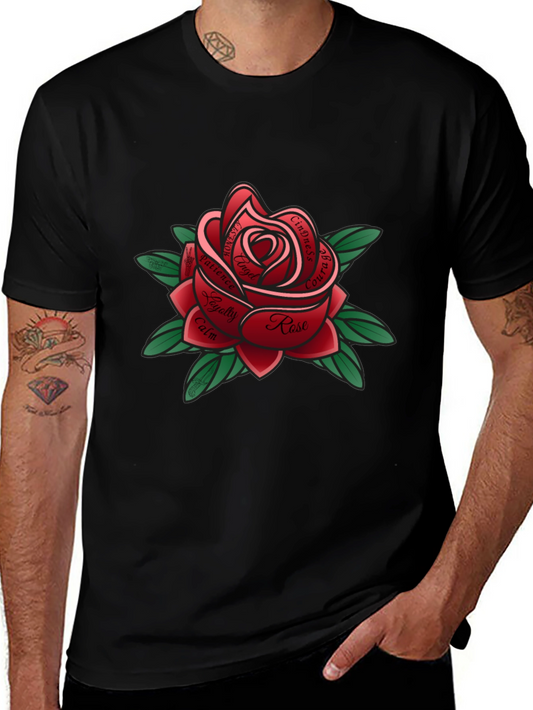 Rose Tattoo Style Graphic Tee - Black