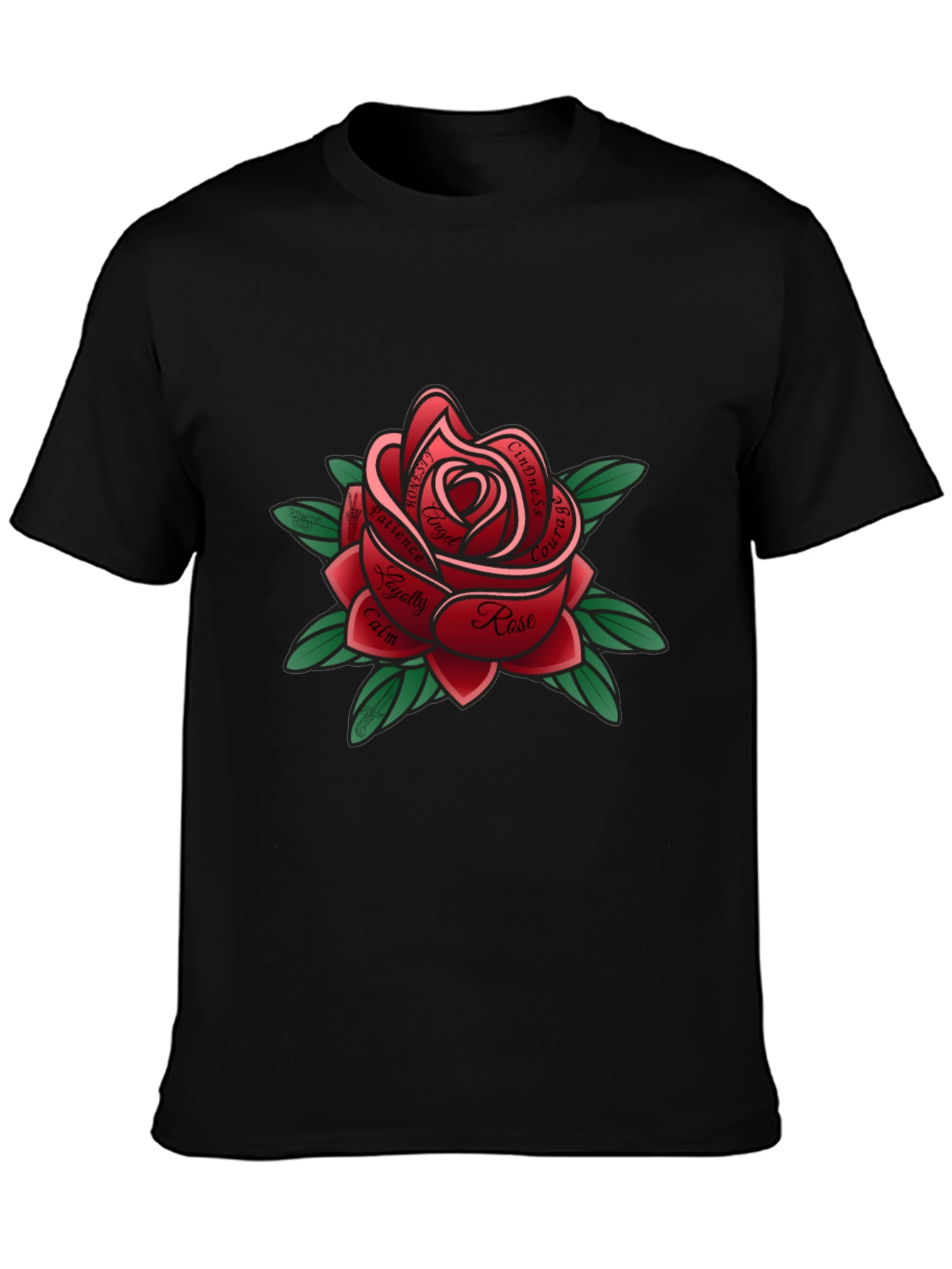Rose Tattoo Style Graphic Tee - Black