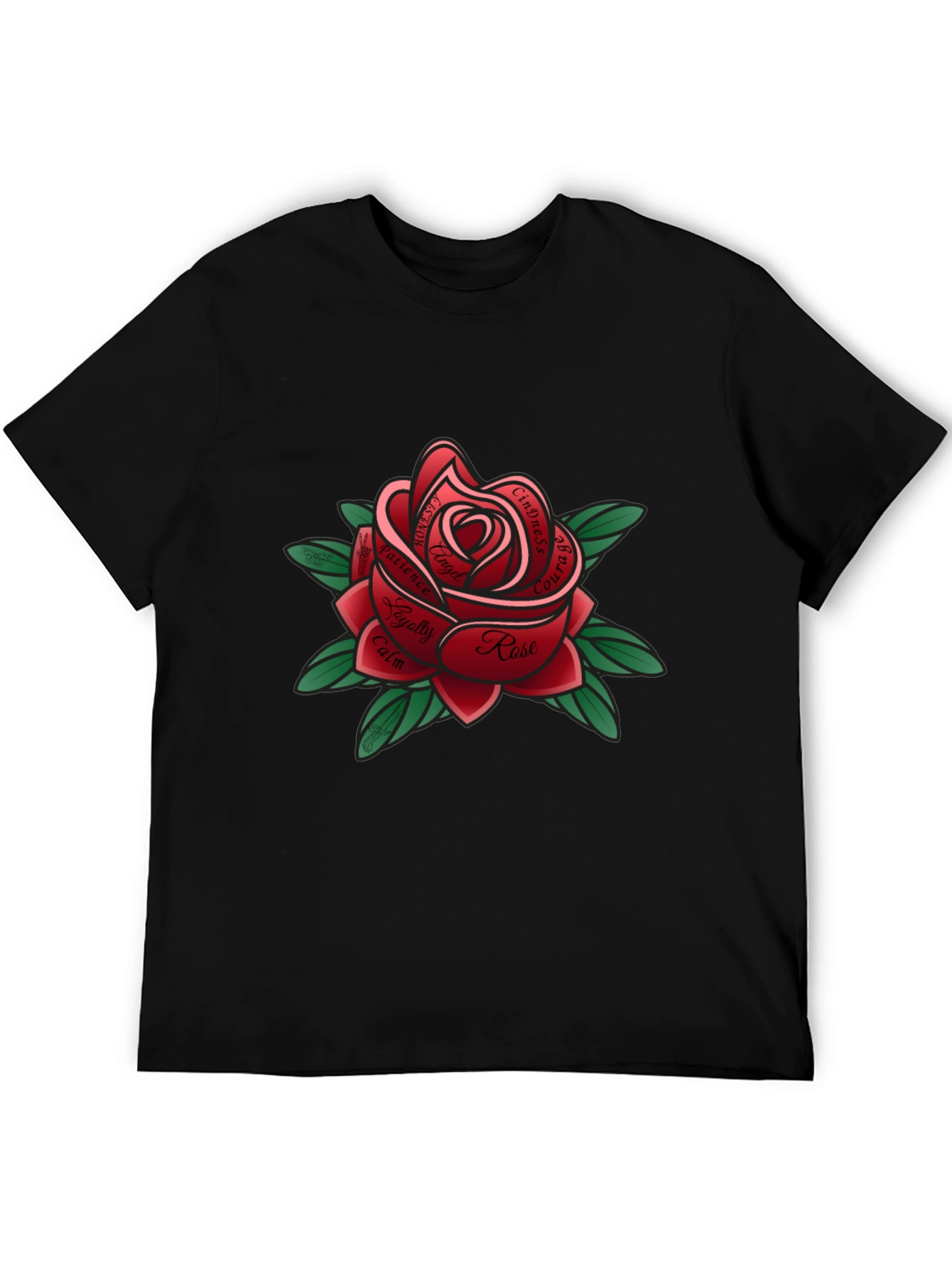 Rose Tattoo Style Graphic Tee - Black