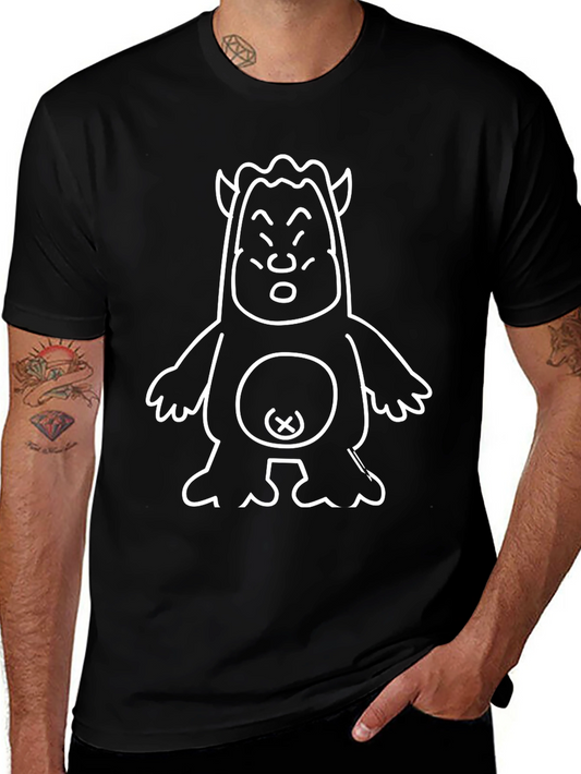 Funny Monster Graphic Tee - Black Cotton T-Shirt