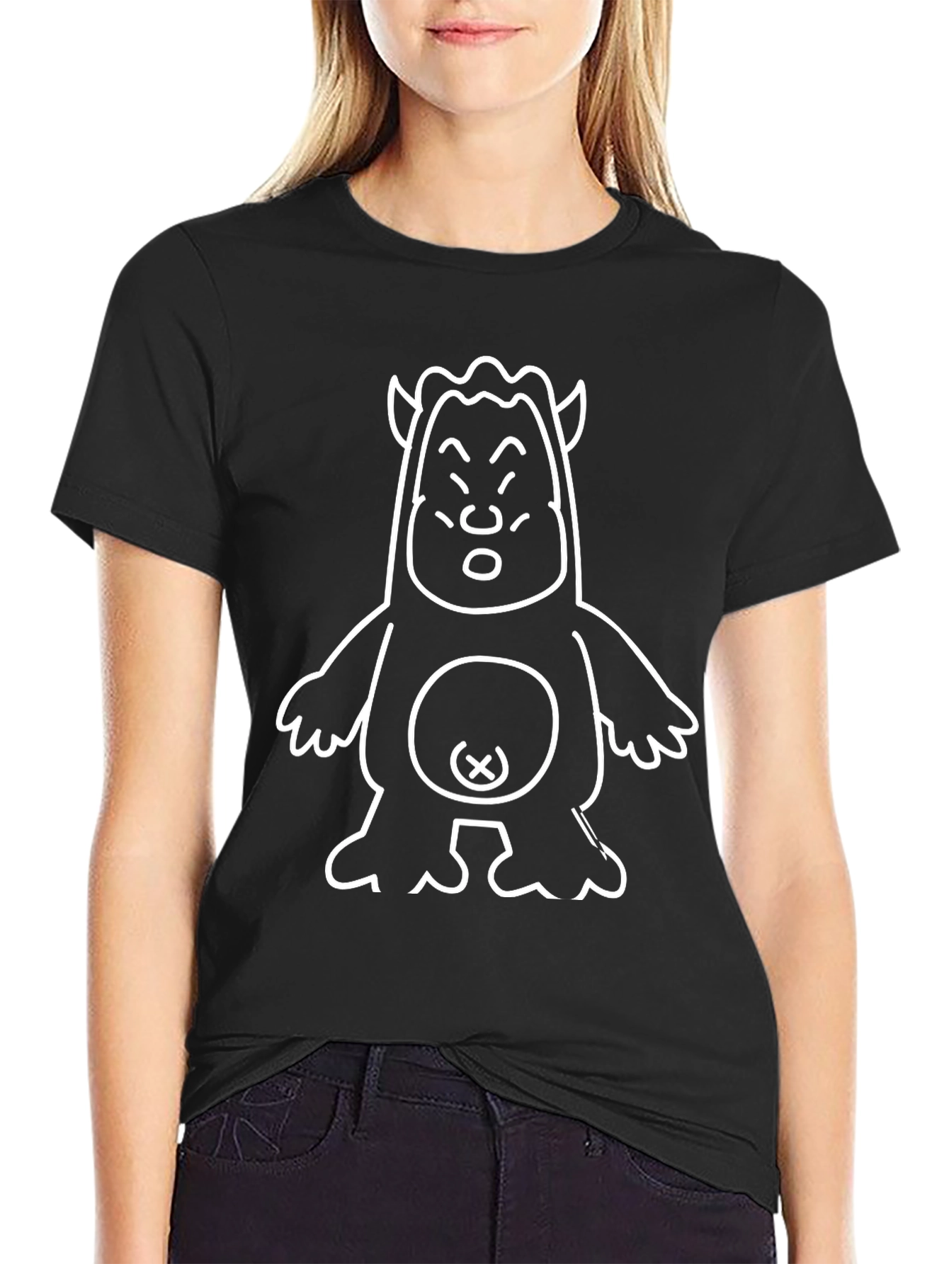Funny Monster Graphic Tee - Black Cotton T-Shirt