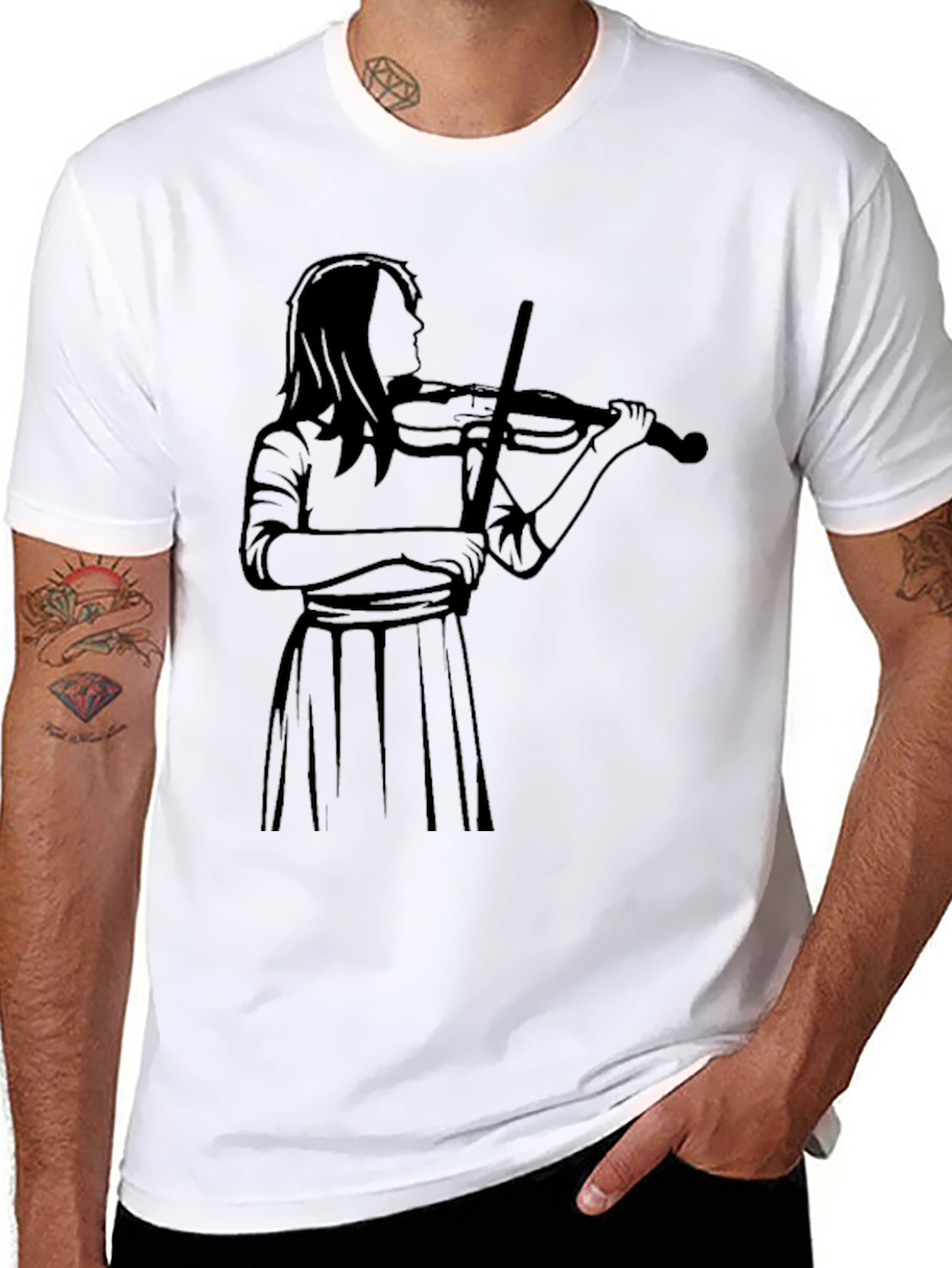 Violinist Graphic Tee - Black