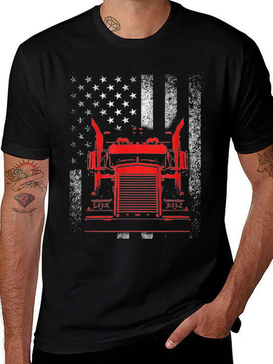 American Trucker Graphic Tee - Patriotic Design