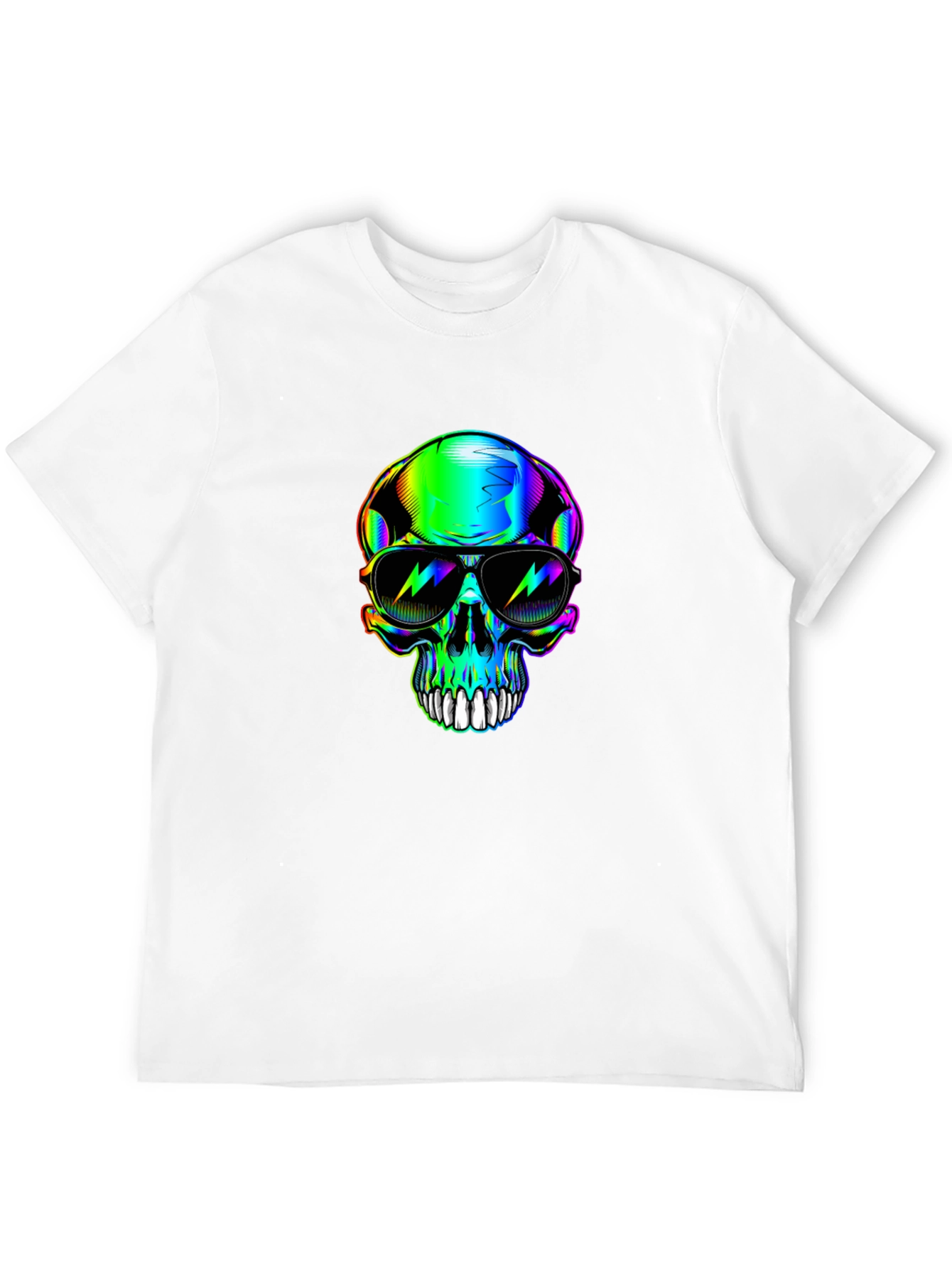 Rainbow Skull Sunglasses Graphic Black T-Shirt