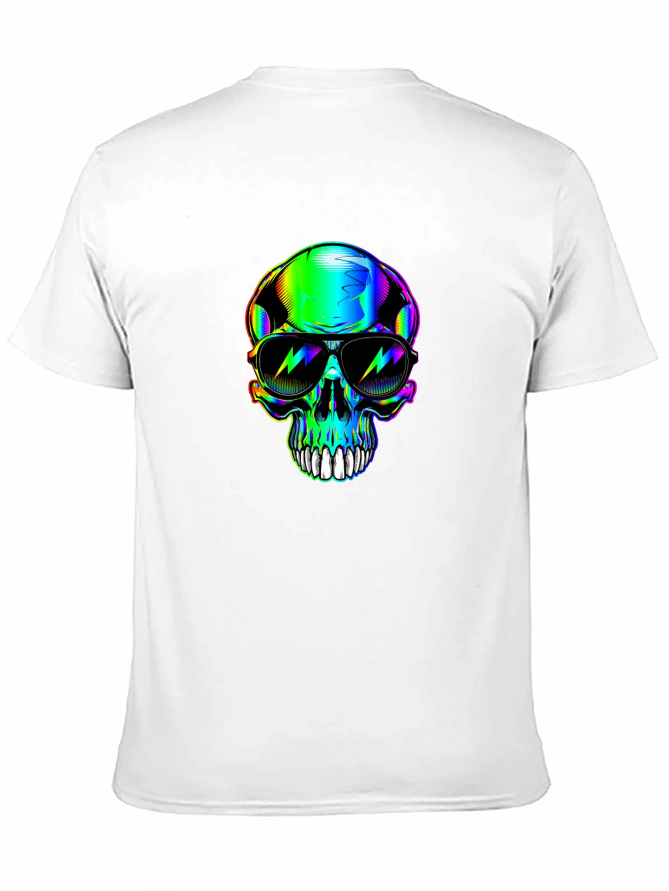 Rainbow Skull Sunglasses Graphic Black T-Shirt