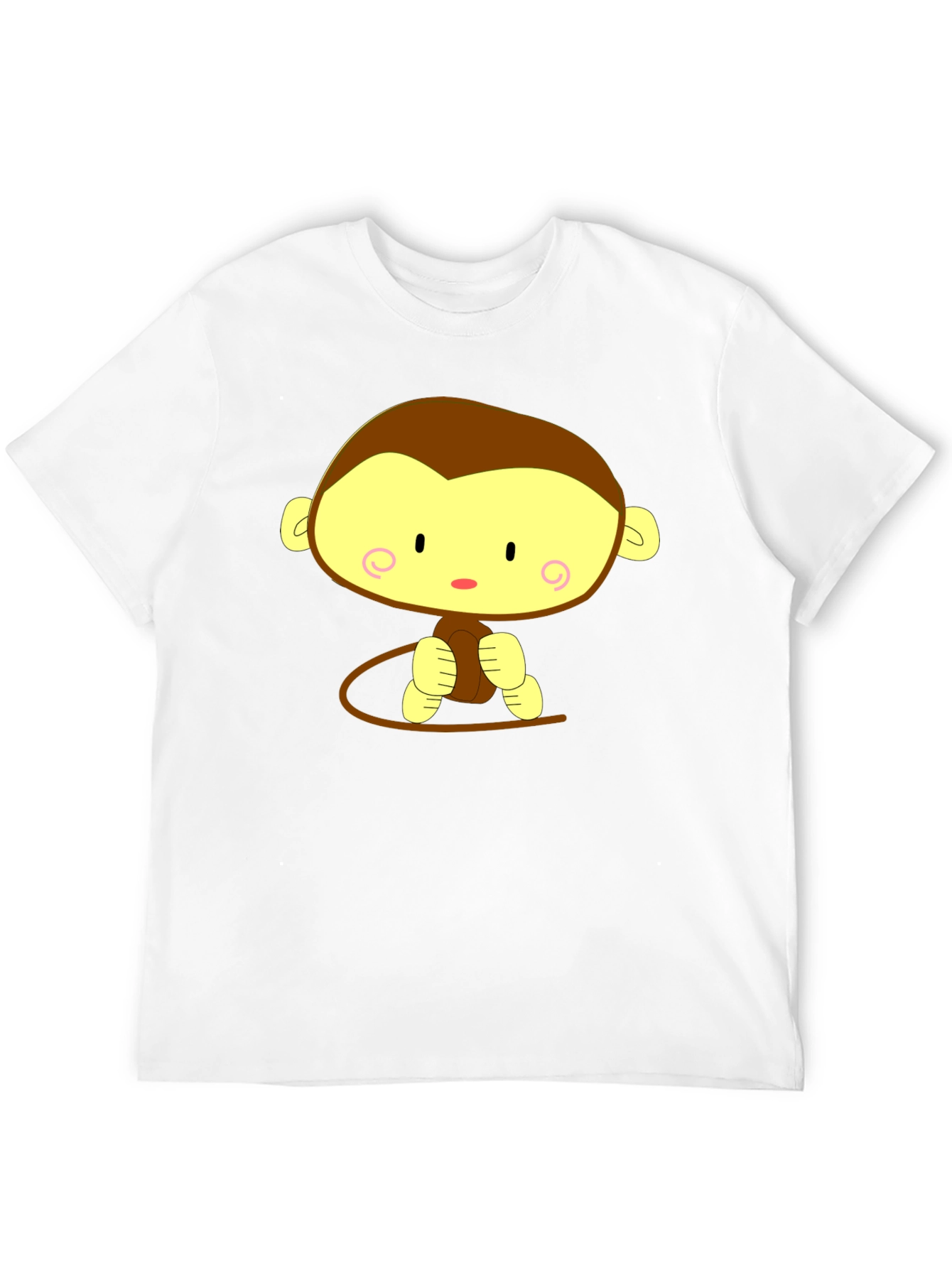 Cute Cartoon Monkey Graphic Tee - Unisex Black T-Shirt