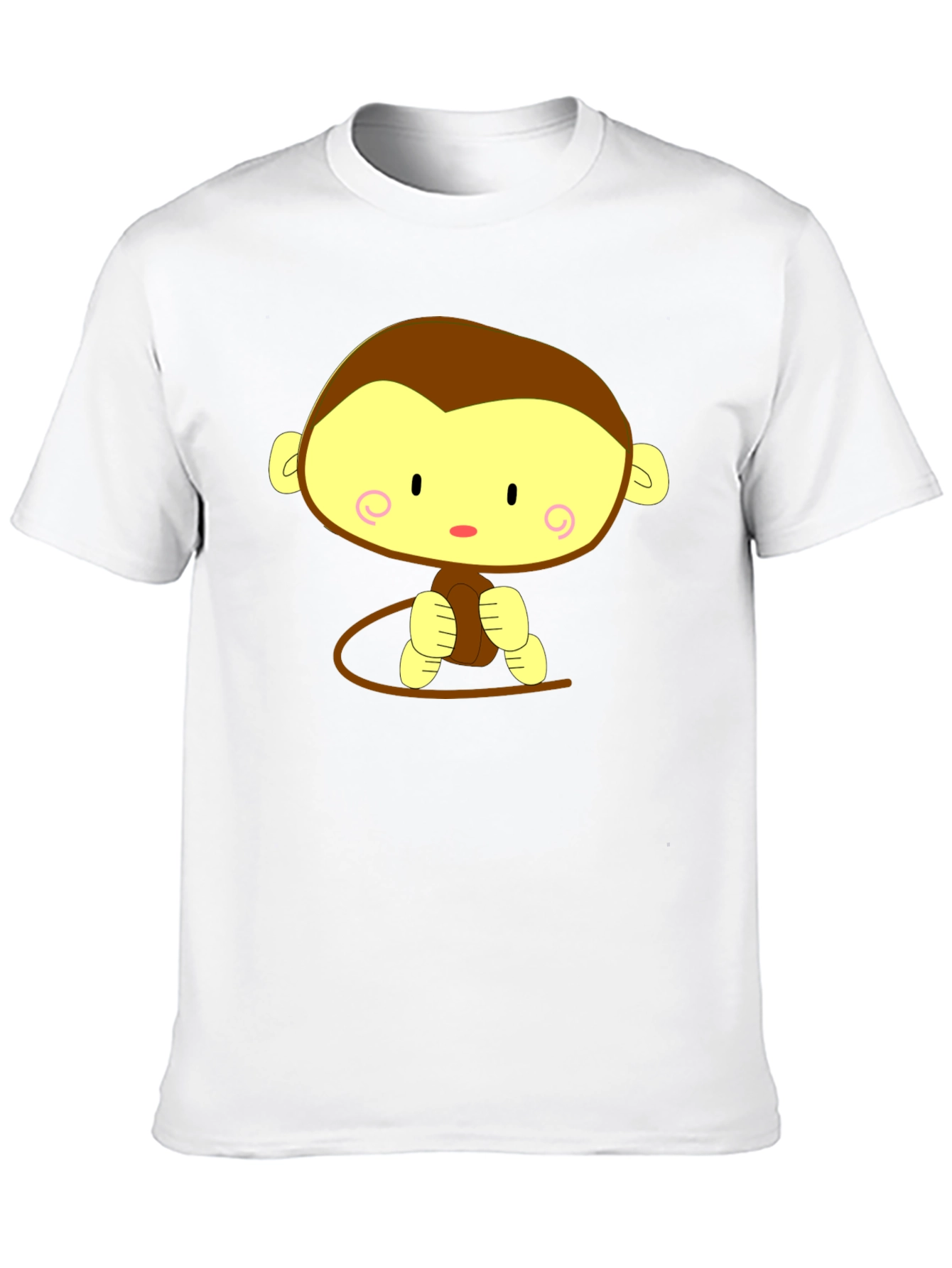 Cute Cartoon Monkey Graphic Tee - Unisex Black T-Shirt