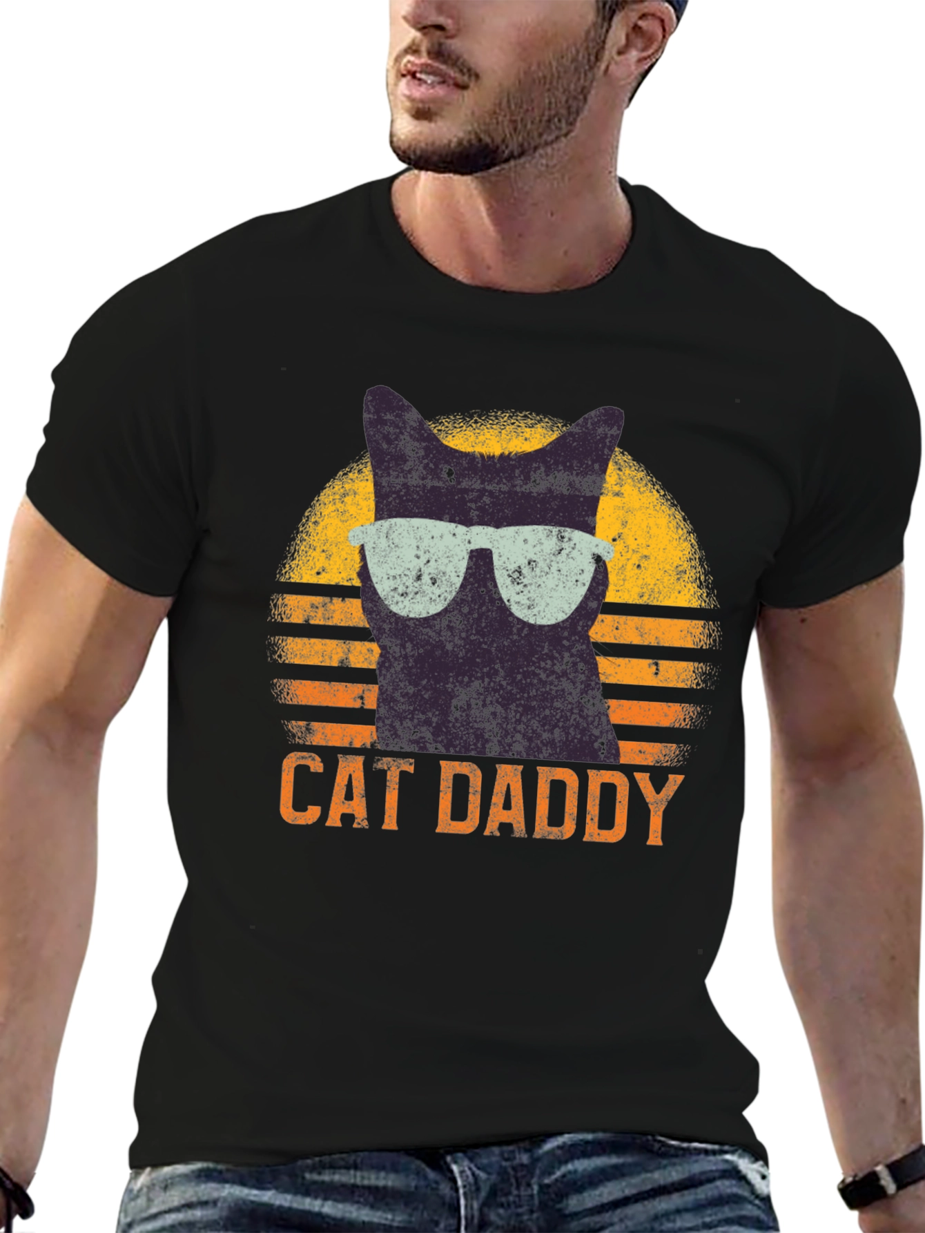 Cat Daddy Retro T-Shirt - Cool Cat Dad Tee