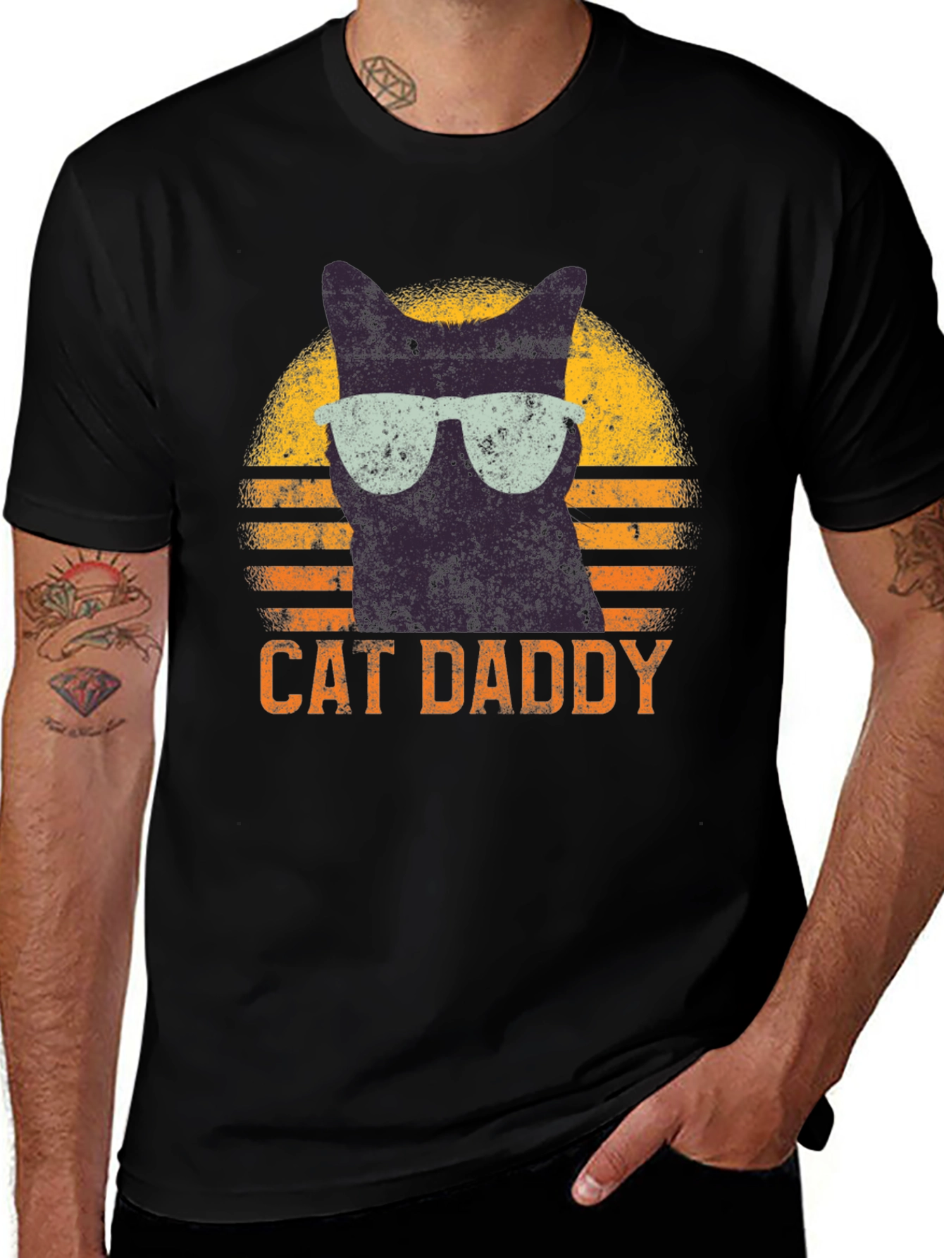 Cat Daddy Retro T-Shirt - Cool Cat Dad Tee