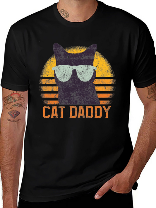 Cat Daddy Retro T-Shirt - Cool Cat Dad Tee
