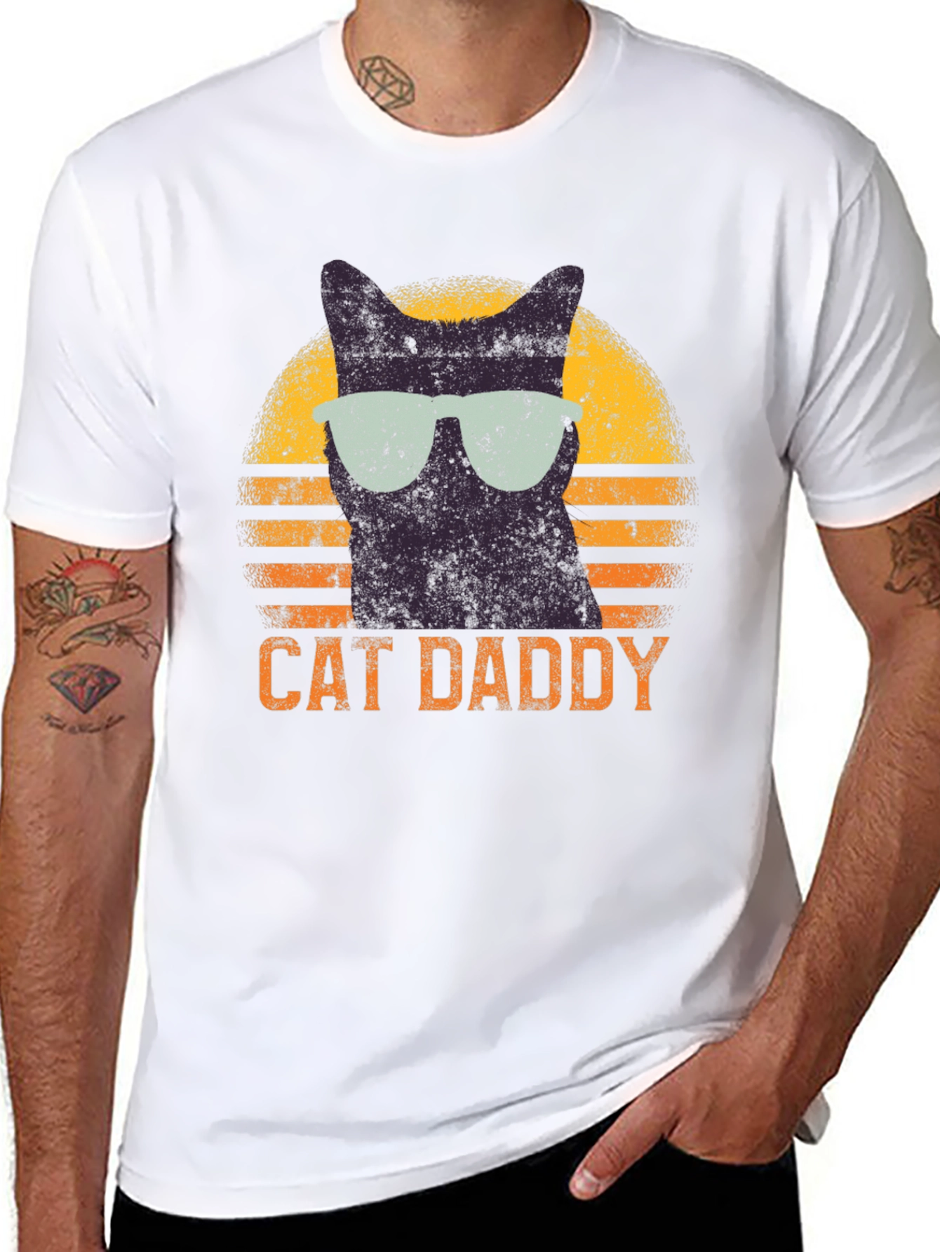 Cat Daddy Retro T-Shirt - Cool Cat Dad Tee