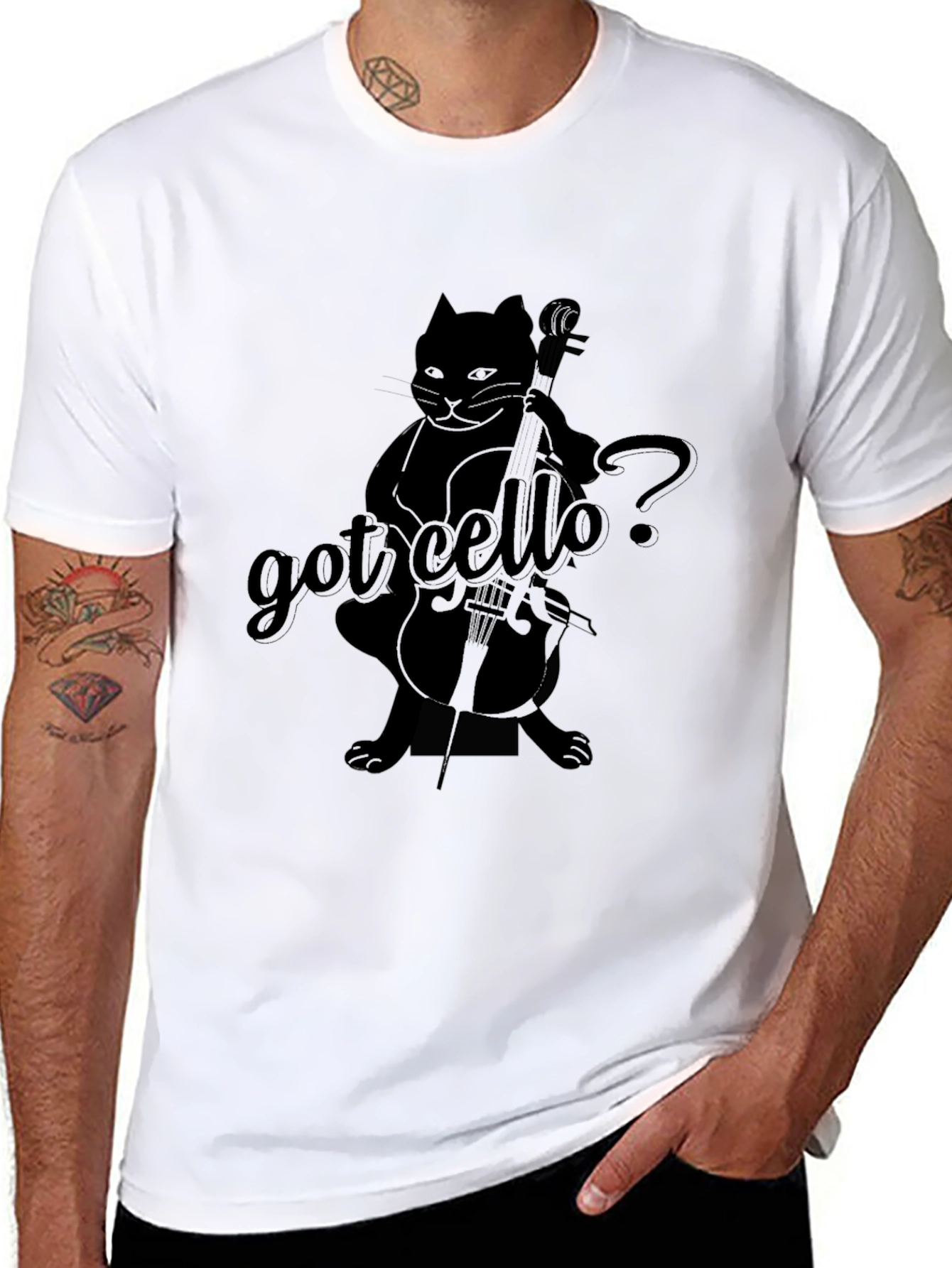 Got Cello? Funny Cat Musician Black T-Shirt